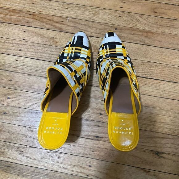 LAURENCE DACADE Woven Oxblood Stefany Sculpted Heel Mules Italy Size 40.5 - Picture 2 of 8